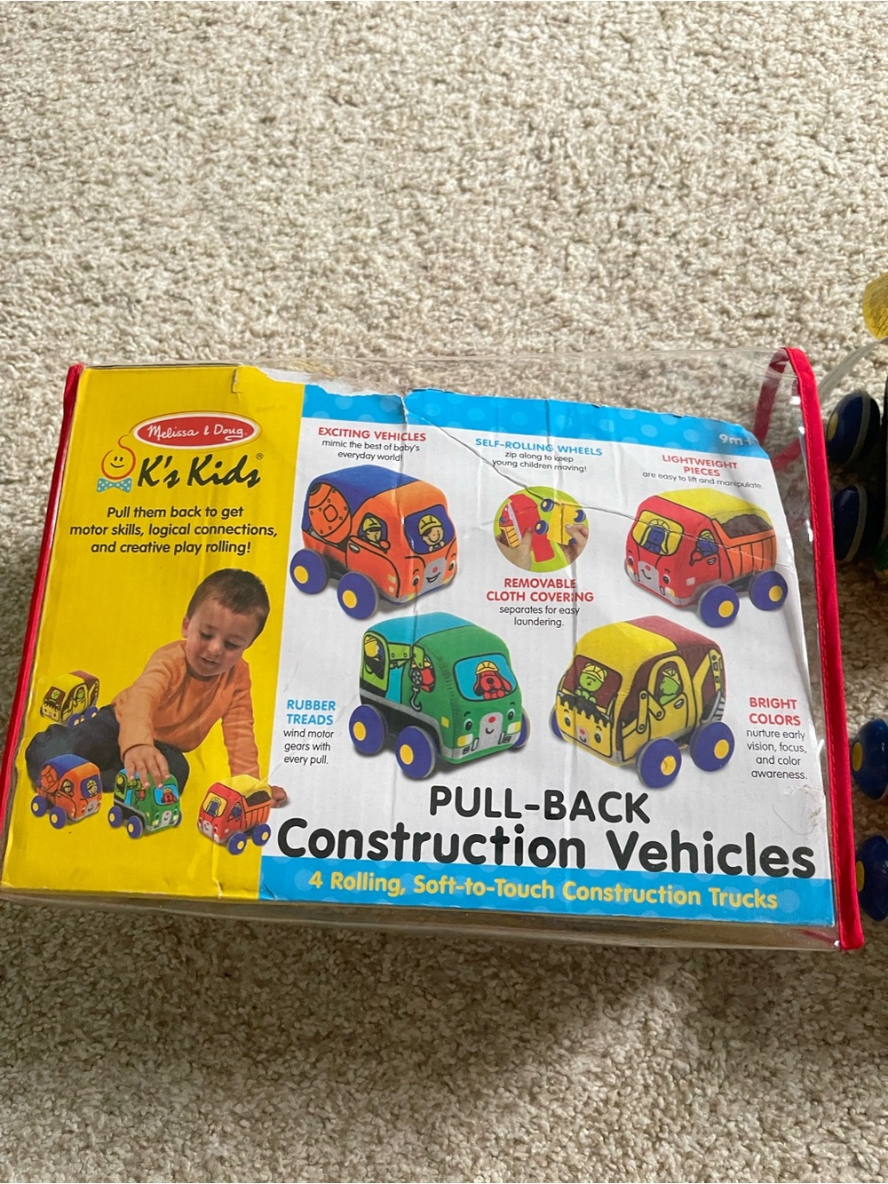 Melissa and Doug pull back construction vehicles- used